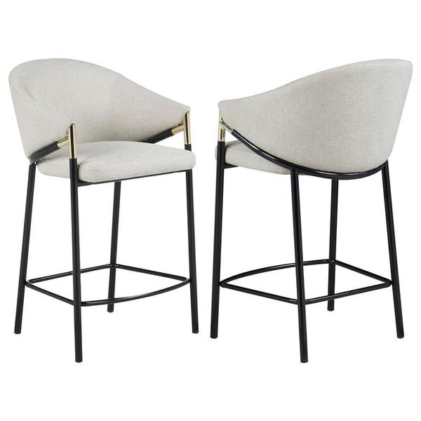 Chadwick Sloped Arm Counter Height Stools Beige and Glossy Black (Set of 2) - 183436