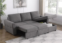 Samantha Upholstered Storage Sleeper Sectional Sofa Grey - 511088