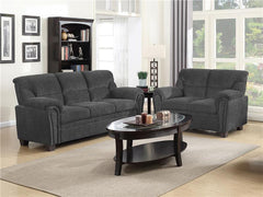 Clementine 2-piece Upholstered Padded Arm Sofa Set Grey - 506574-S2