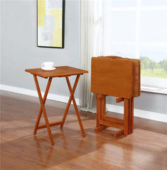 Donna 4-piece TV Tray Table Set with Stand Golden Brown - 5199
