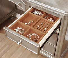 Bling Game 9-drawer Vanity Set with Stool Metallic Platinum - 204187-S3