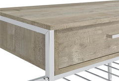 Melrose 2-shelf Wine Cabinet with 2 Drawers Gray Washed Oak and Chrome - 182275