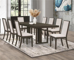 Kelly 9-piece Rectangular Dining Table Set Beige and Dark Grey - 107961-S9