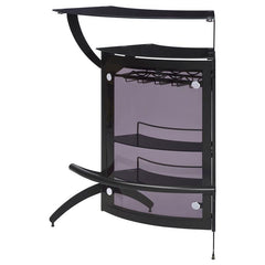Dallas 2-shelf Home Bar Smoked and Black Glass - 182135