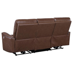 Greenfield Upholstered Power Reclining Sofa Saddle Brown - 610264P