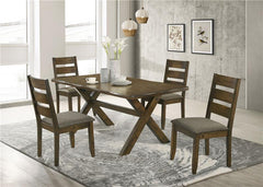 Alston Dining Room Set Knotty Nutmeg and Brown - 106381-S5