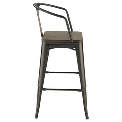Cavalier Wooden Seat Bar Stools Dark Elm and Matte Black (Set of 2) - 100737