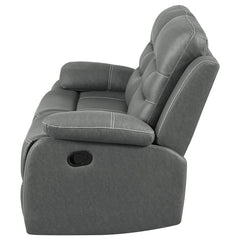 Nova Upholstered Padded Arm Reclining Loveseat Dark Grey - 602532