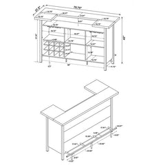 Bellemore Bar Unit with Footrest Grey Driftwood and Black - 182105