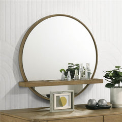Arini Round Vanity Wall Mirror with Shelf Sand Wash - 224308