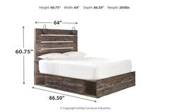 Drystan Queen Panel Bed with 2 Storage Drawers - B211B10