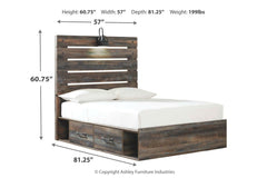Drystan Full Panel Bed with 2 Storage Drawers - B211B9