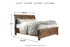 Flynnter Queen Sleigh Bed with 2 Storage Drawers - B719B4
