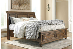 Flynnter King Sleigh Bed with 2 Storage Drawers - B719B9