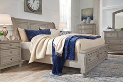 Lettner King Sleigh Bed with 2 Storage Drawers - B733B8
