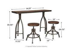 Odium Counter Height Dining Table and Bar Stools (Set of 3) - D284-113