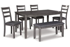 Bridson Dining Table and Chairs with Bench (Set of 6) - D383-325
