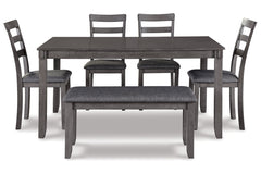 Bridson Dining Table and Chairs with Bench (Set of 6) - D383-325