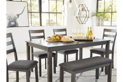 Bridson Dining Table and Chairs with Bench (Set of 6) - D383-325