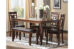 Bennox Dining Table and Chairs with Bench (Set of 6) - D384-325