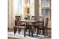 Bennox Dining Table and Chairs with Bench (Set of 6) - D384-325