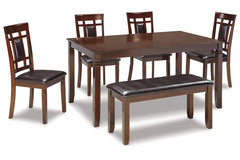 Bennox Dining Table and Chairs with Bench (Set of 6) - D384-325