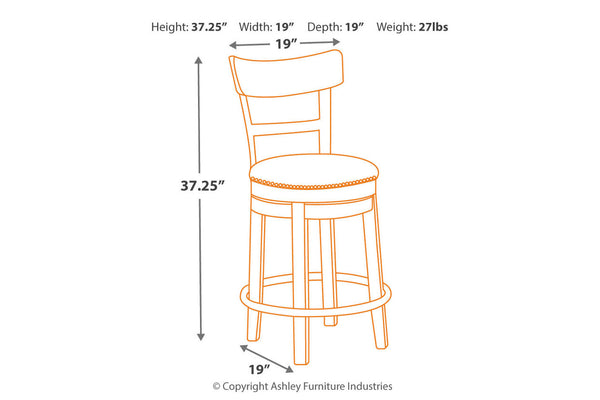Pinnadel Counter Height Bar Stool - D542-124