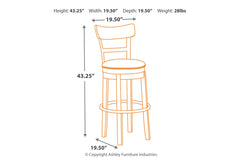 Pinnadel Bar Height Bar Stool - D542-130