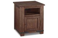 Budmore End Table with USB Ports & Outlets - T372-3