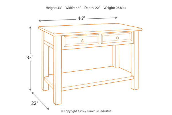 Tyler Creek Sofa/Console Table - T736-4