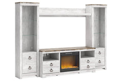 Willowton 4-Piece Entertainment Center with Electric Fireplace - W267W4