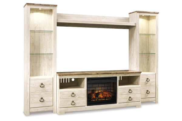 Willowton 4-Piece Entertainment Center with Electric Fireplace - W267W9
