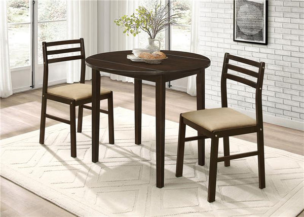 Bucknell 3-piece Dining Set with Drop Leaf Cappuccino and Tan - 130005