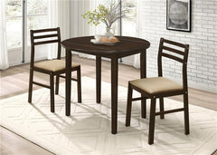 Bucknell 3-piece Dining Set with Drop Leaf Cappuccino and Tan - 130005
