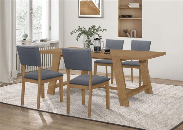 Sharon 5-piece Rectangular Trestle Base Dining Table Set Blue and Brown - 104171-S5