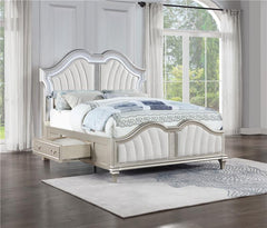 Evangeline Eastern King LED Storage Panel Bed Silver Oak - 223390KE