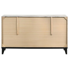 Mays 6-drawer Dresser Walnut Brown with Faux Marble Top - 215963