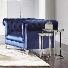Bleker Upholstered Tuxedo Arm Tufted Accent Chair Blue - 509483
