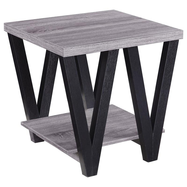 Stevens Engineered Wood End Table Antique Grey and Black - 705397