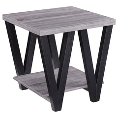 Stevens Engineered Wood End Table Antique Grey and Black - 705397