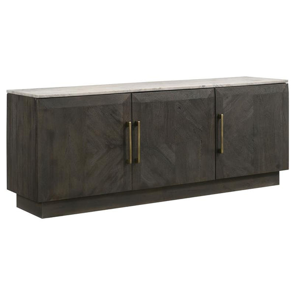 Dennis 3-door Marble Top Dining Sideboard Server White and Tobacco Grey - 190655