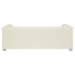 Chaviano 2-piece Upholstered Track Arm Sofa Set Pearl White - 505391-S2