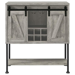 Claremont Sliding Door Bar Cabinet with Lower Shelf Grey Driftwood - 183038