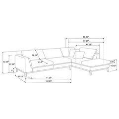 Persia Upholstered Track Arm Sectional Sofa Grey - 508857