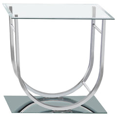Danville Square U-Shaped Glass Top Side End Table Chrome - 704987