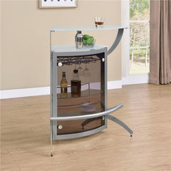 Dallas 2-shelf Home Bar Silver and Frosted Glass - 100135