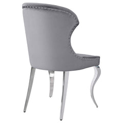 Cheyanne Upholstered Wingback Side Chair with Nailhead Trim Chrome and Grey (Set of 2) - 190743