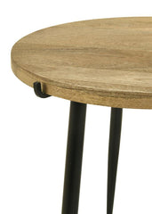 Pilar Round Solid Wood Top End Table Natural and Black - 703607