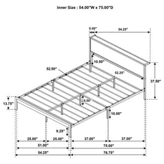 Ricky Metal Full Panel Bed Grey - 302143F