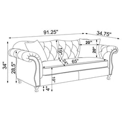 Frostine Upholstered Rolled Arm Tufted Sofa Silver - 551161